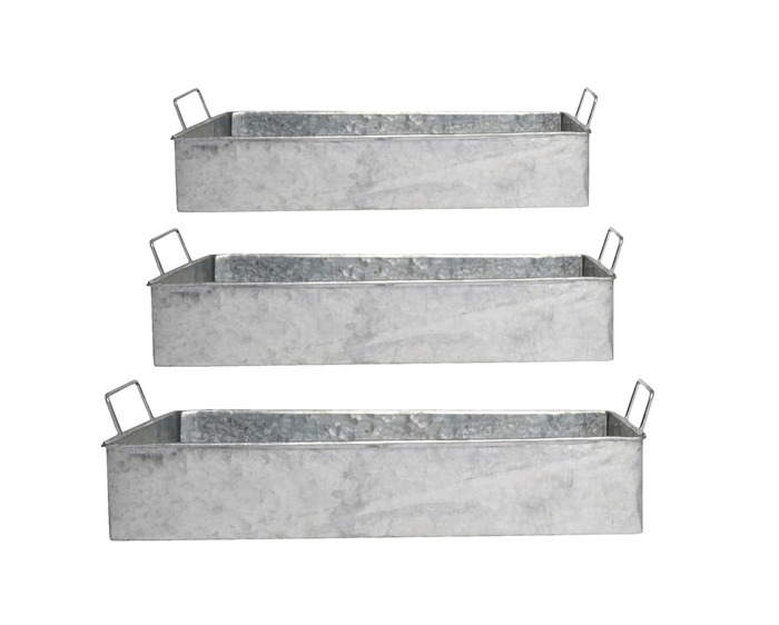 Planteringsbricka m/handtag Zink 3-pack